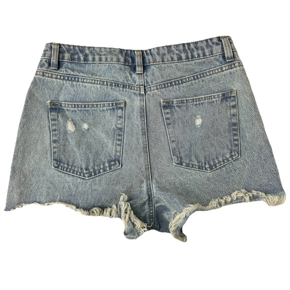 Banjara Super High Rise Button Fly Distressed Jean Shorts | Size 7/27 - Picture 2 of 6